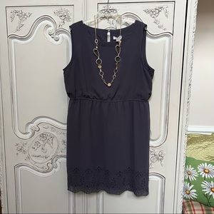 Loft - sleeveless - NAVY dress with cutout skirt hem - size XL